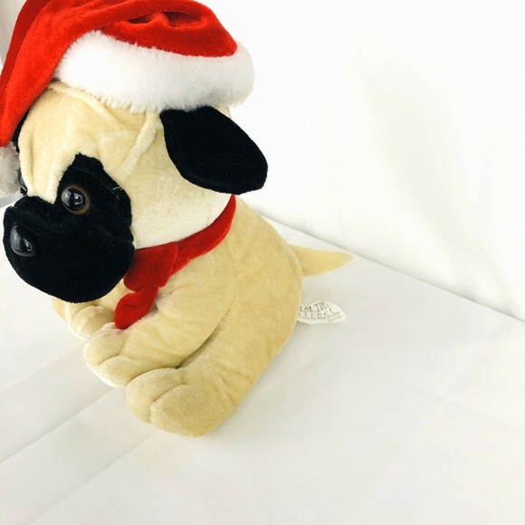 Ideal Toys Plush Boxer Stuffed Dog Christmas Santa Hat 9" Gift Puppy Holiday 17' - Picture 4 of 8